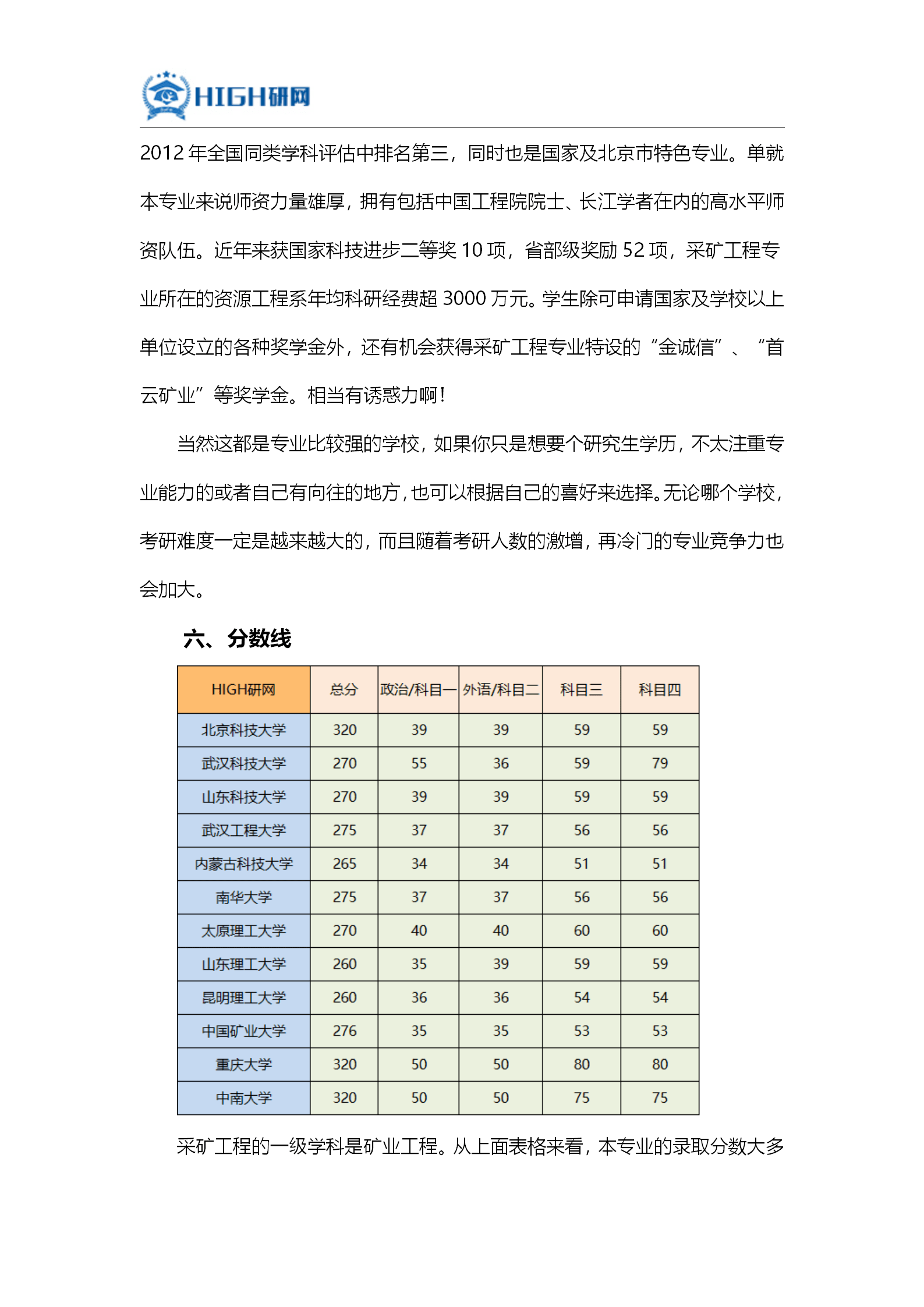 最新采矿专业大学排名总览