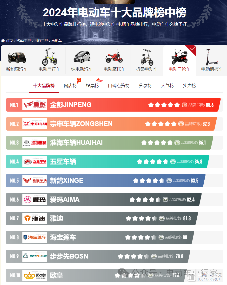 最新电动车品牌排名及影响力分析